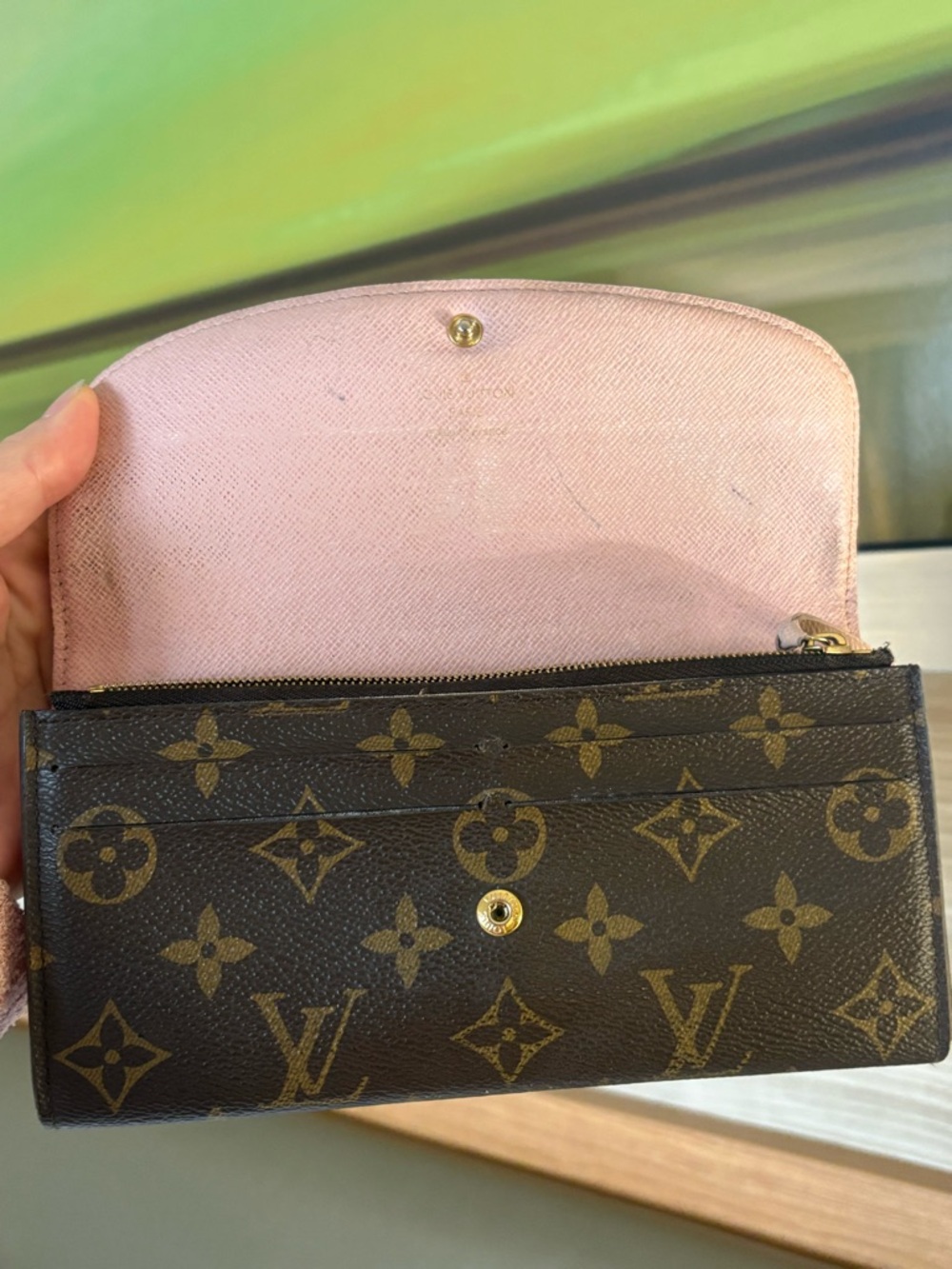 Louis Vuitton Monogram Canvas Wallet with Pink Interior